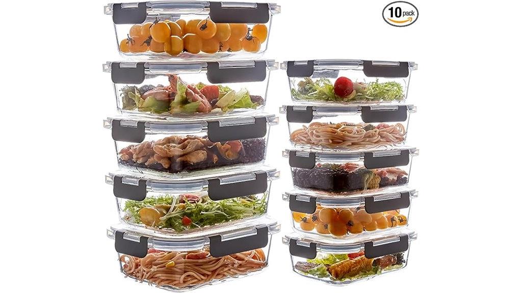 ten glass meal containers