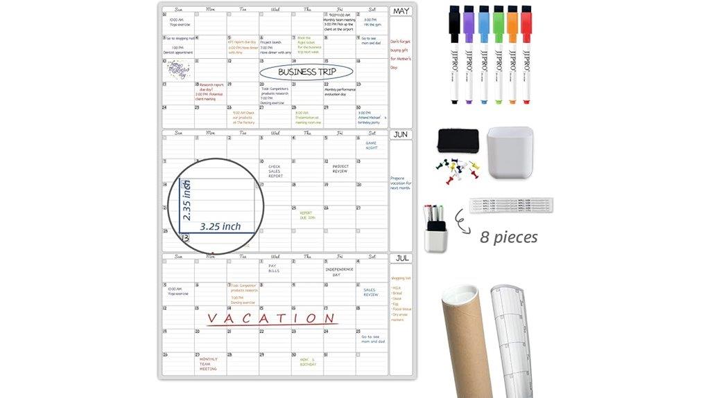 three month laminated calendar