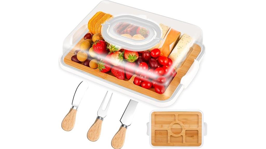 travel friendly bamboo cheese platter