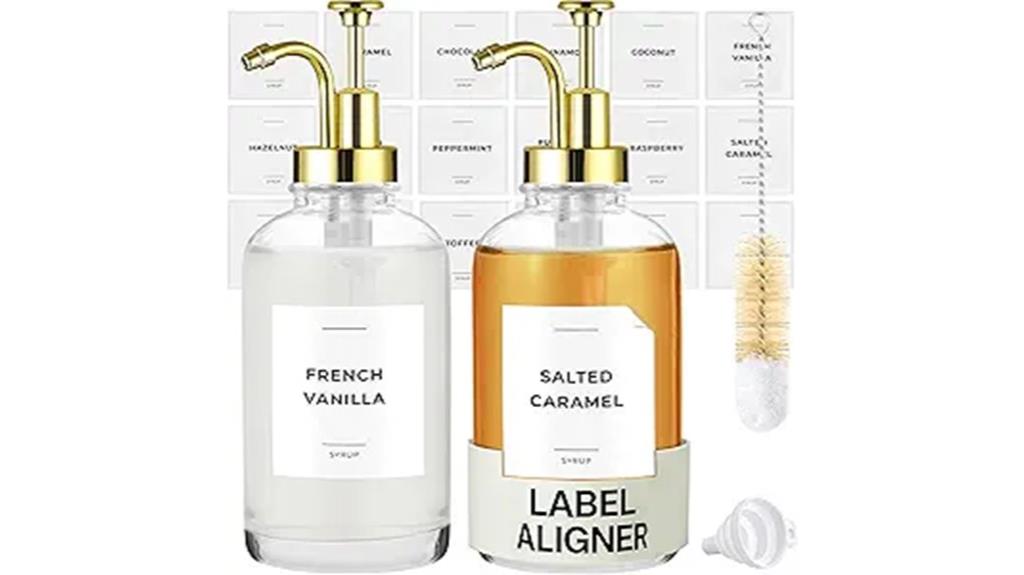 two 16 9 oz syrup dispensers