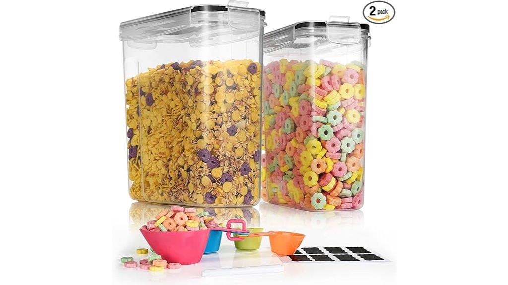 two airtight cereal containers