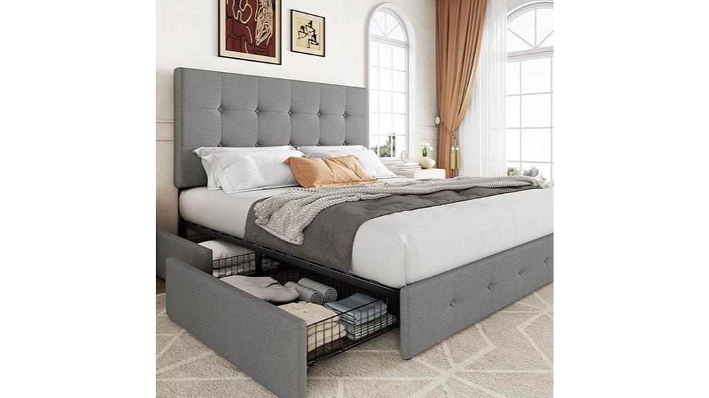 upholstered queen bed frame