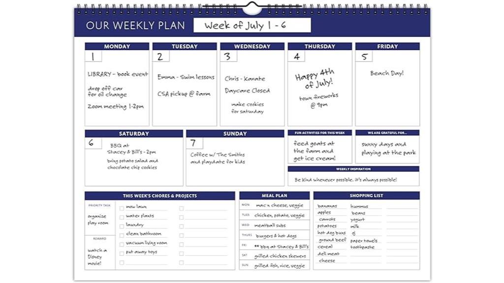 weekly family planning pages