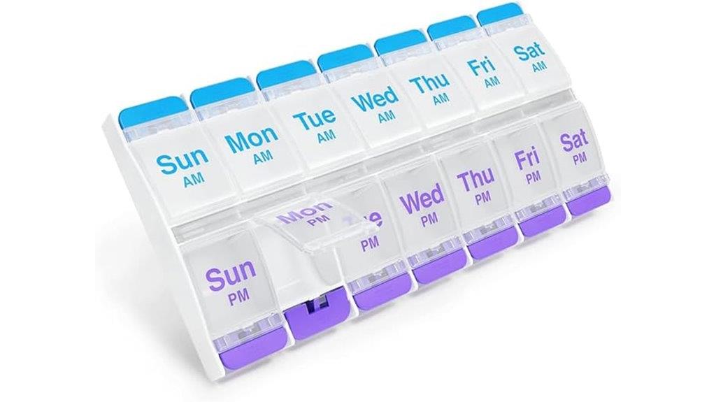 weekly large compartment pill box