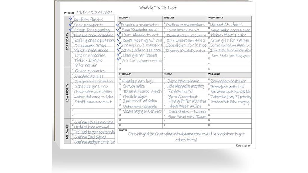 weekly planner with checklist