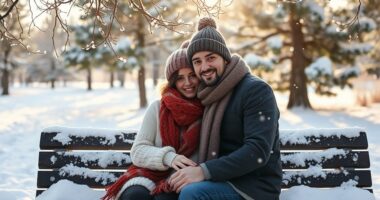 winter couple cozy moments