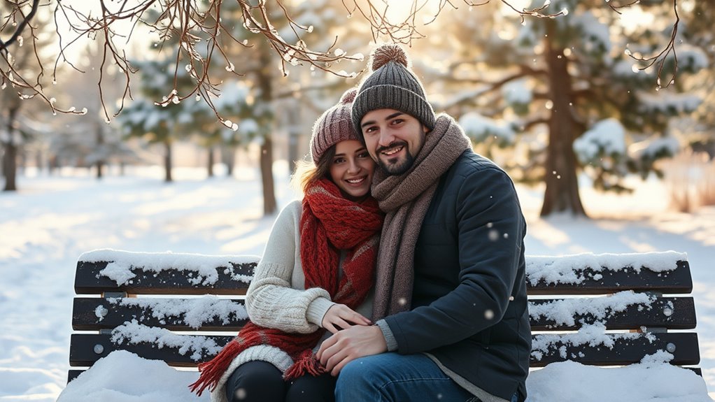 winter couple cozy moments