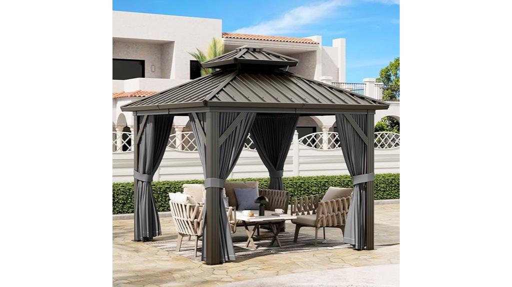 10x10 aluminum gazebo with curtains