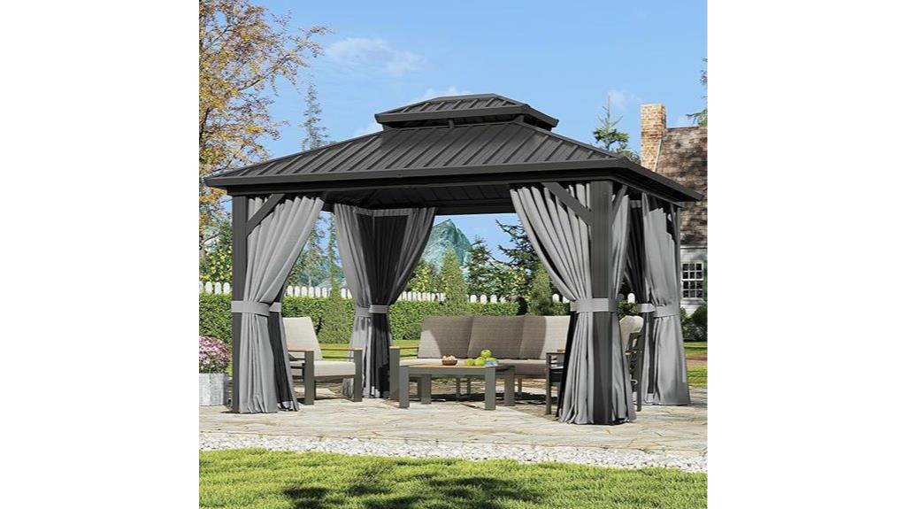 12x10 ft gazebo with curtains