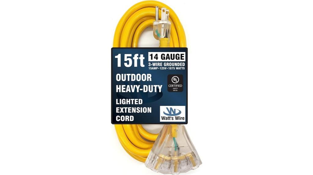 15 foot waterproof extension cord