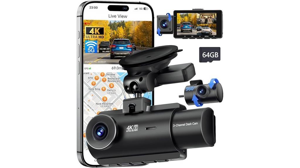 4k 3 channel dash cam