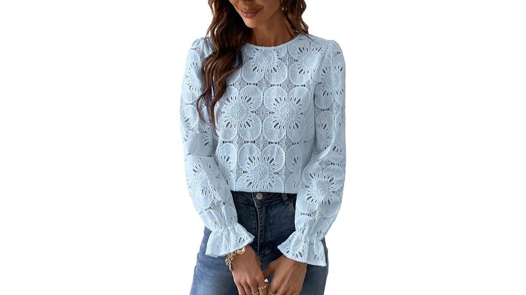 eyelet long sleeve tops