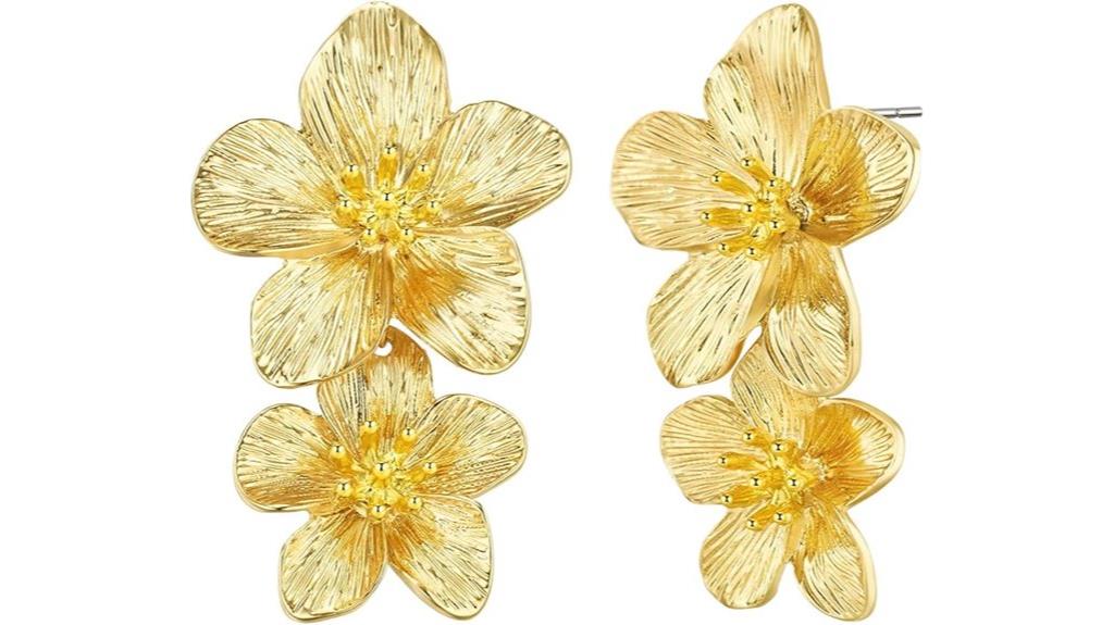 gold flower earrings