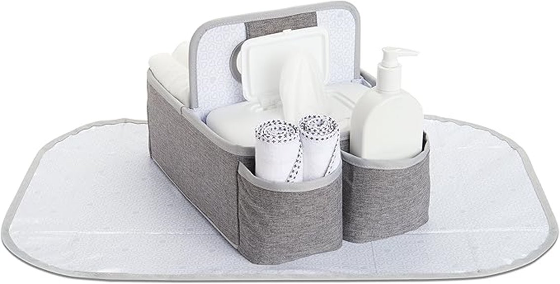 grey portable diaper caddy