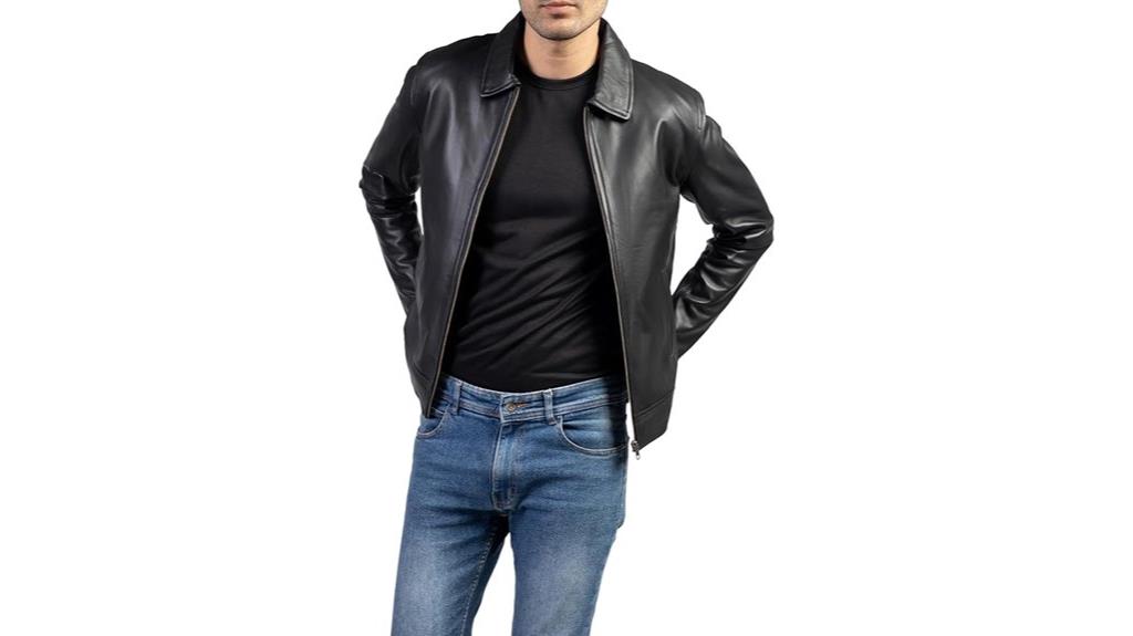 leather polo jacket for men
