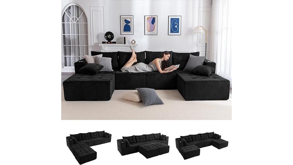 modular black sectional sofa