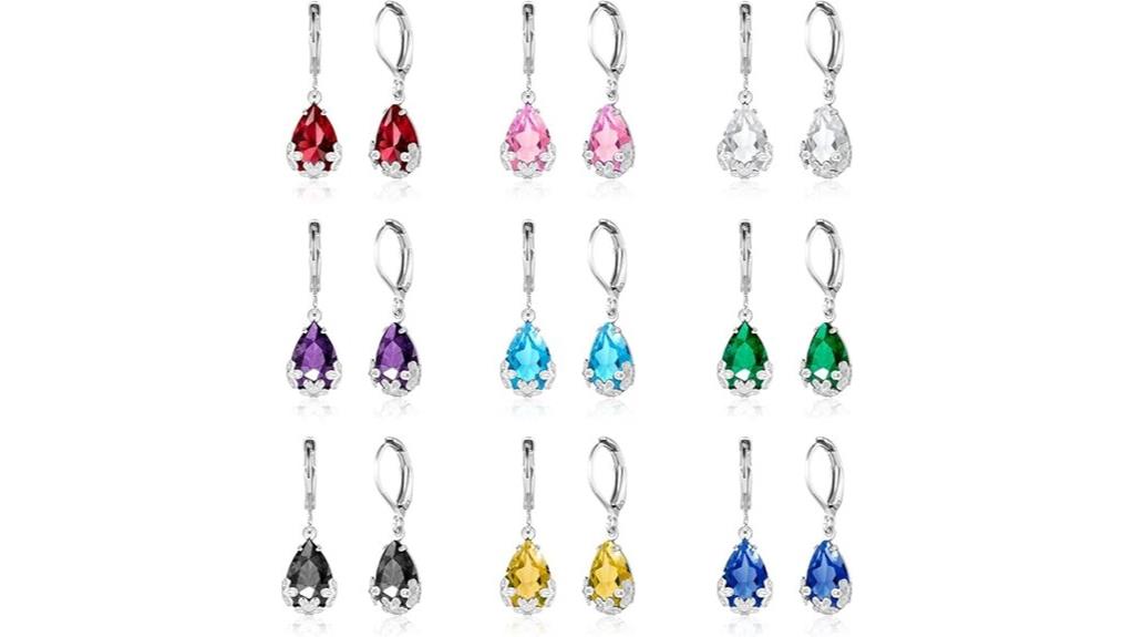 multicolor crystal silver earrings
