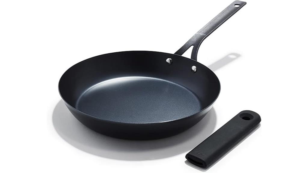 oxidized black steel frying pan