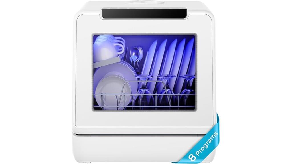 portable countertop dishwasher with 8 programs