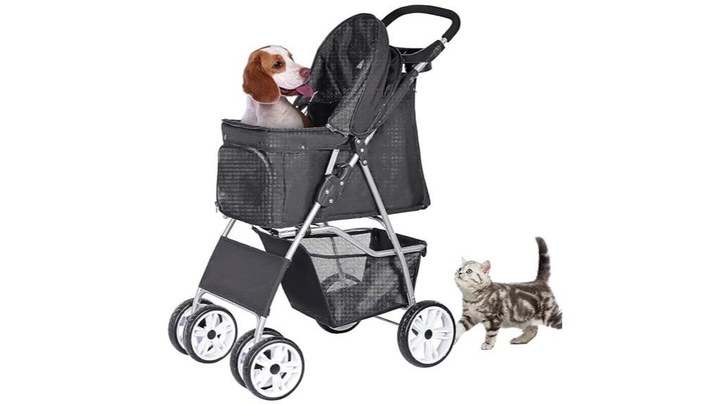 portable pet stroller with storage