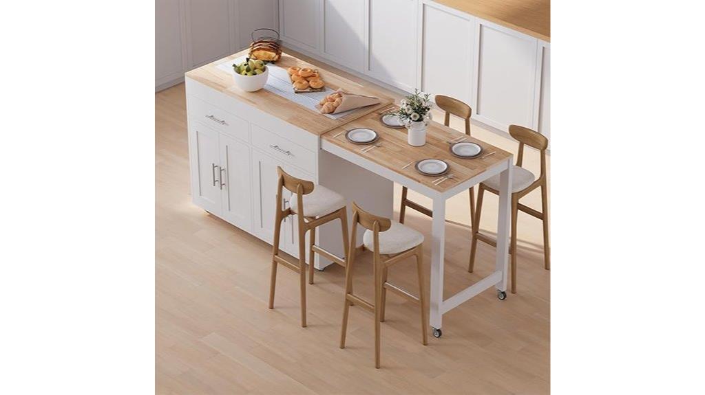 rolling extendable kitchen island