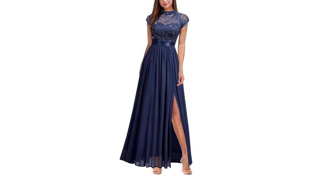 sequined lace chiffon maxi