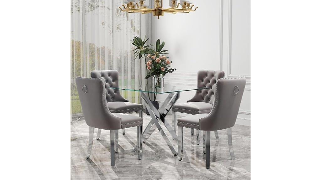 silver glass dining set
