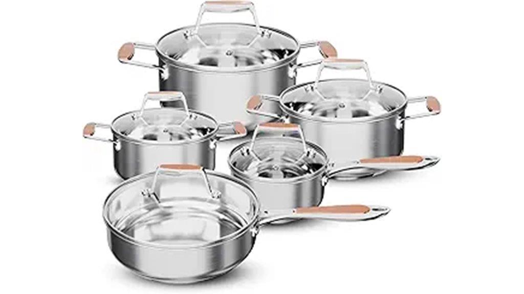 ten piece stainless cookware