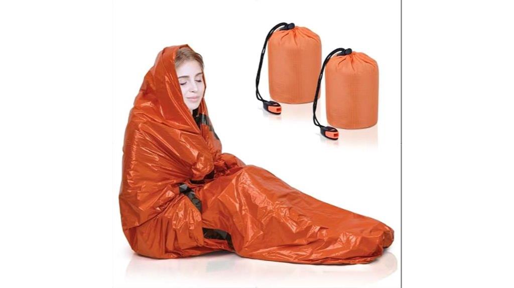 two portable emergency sleeping bags