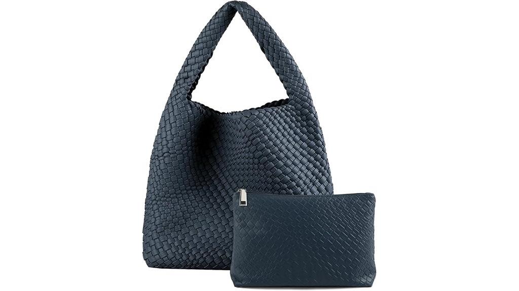 vegan leather woven tote