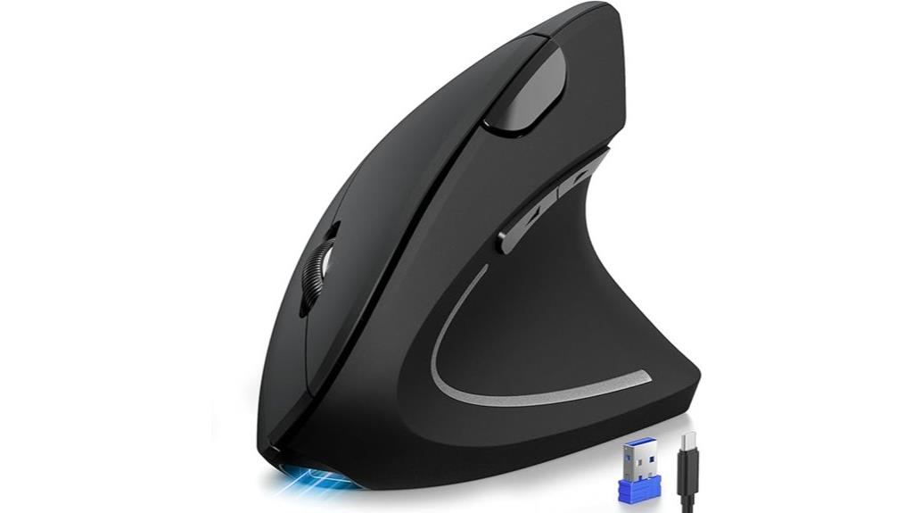 wireless ergonomic mouse with rechargeable features