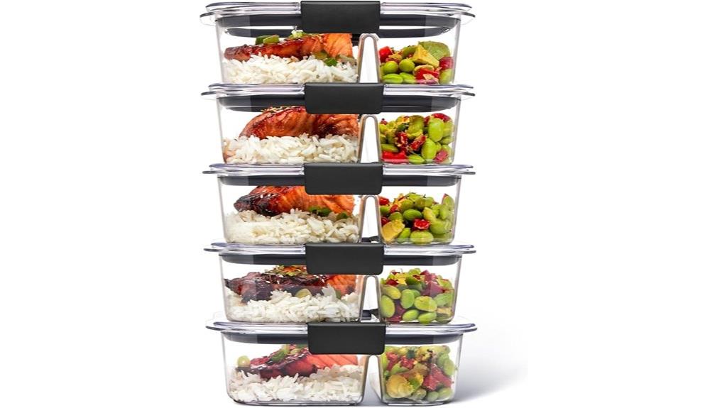 five 2 compartment containers