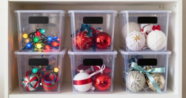 organized seasonal decor storage