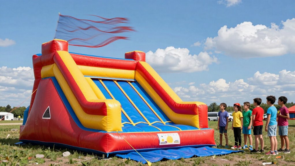 secure bounce houses against wind