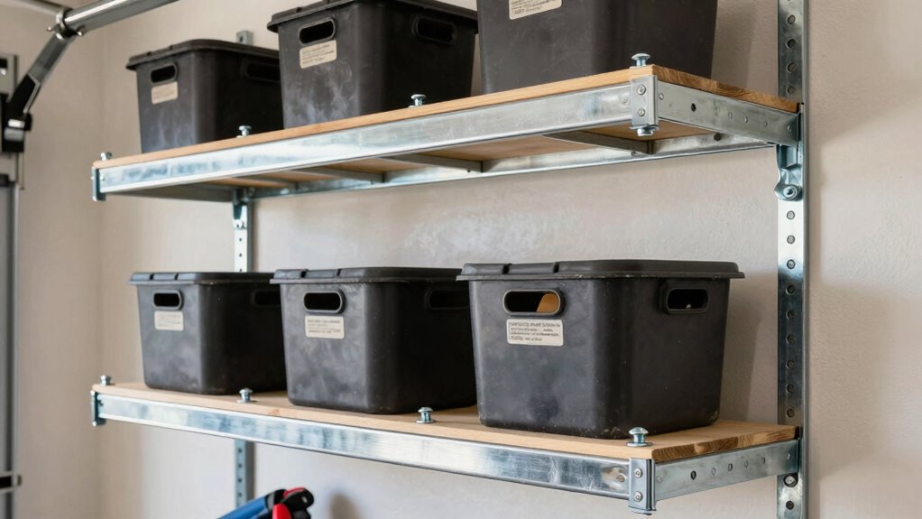 securely anchored garage shelves